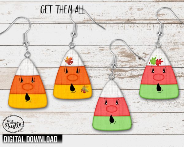 Candy Corn Bundle Sublimation Designs Earring Template- Halloween and Christmas