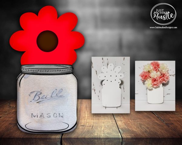 Ball Mason Jar Png- Floral Sublimation Designs Download - Flower Stand Template Png