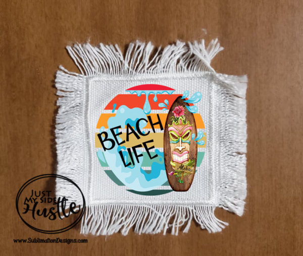 Beach Life with Surf Board Square Hat Patch png - Surfboard Sublimation Designs Hat Patch Instant Digital Download