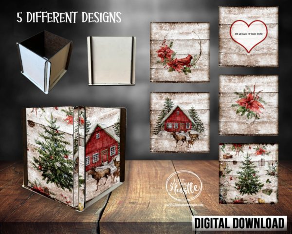 5.5 Centerpiece Box Png Template- Christmas Box Sublimation Designs Instant Digital Download