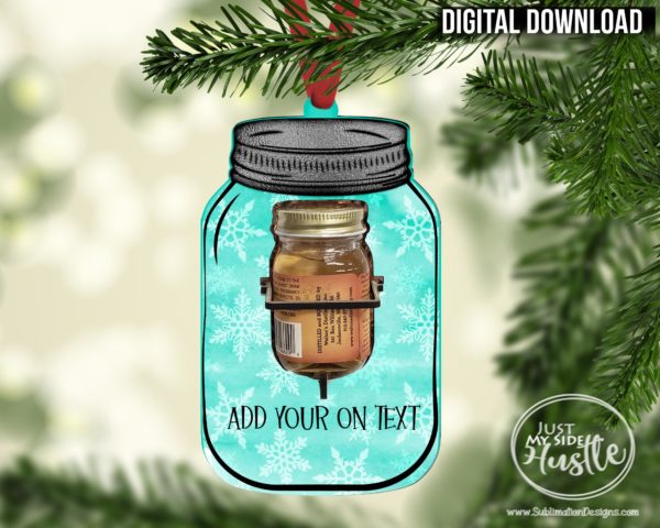 Booze Cut out Mason Jar or Mason Jar Cutout Sublimation Designs Png -Snowflake Mason Jar Png - Holiday Mason Jar liquor Cut Out Ornament