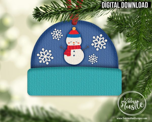 Blue Beanie Hat Png- Snowman Beanie Hat Sublimation Graphics- Winter Hat Sublimation Designs Instant Digital Download - Image 2