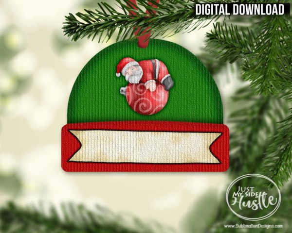 Beanie Hat Png- Xmas Beanie with Santa Hat Sublimation Graphics- Santa Claus Hat Sublimation Designs Instant Digital Download - Image 2