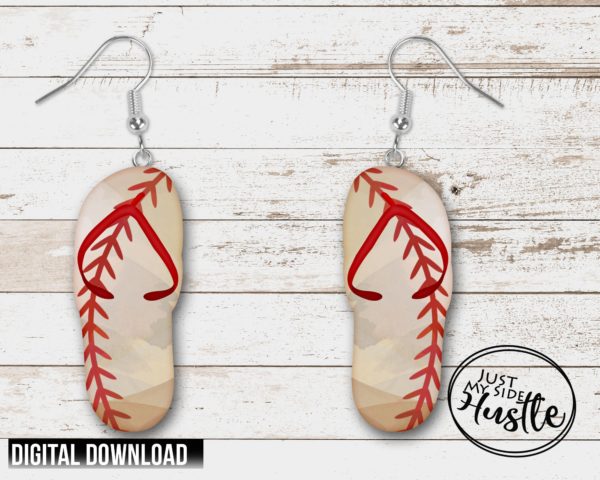 Baseball Flip Flop Png Summer Sublimation Designs Earring Blank