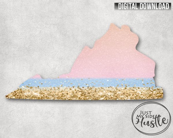 Beachy look and feel Virginia Png - State of VA Glitter Ombre Sublimation Designs - Digital Download