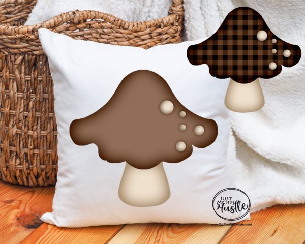 Brown GG Distressed Mushroom png -Black and Brown Plaid Mushroom earring Sublimation Designs- Mushroom Digital Download - Image 4