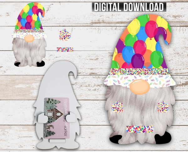 Birthday Gnome Gift Card Holder Sublimation Design Png Template - Happy Birthday Gnome Gift Card - Celebrate Gnome