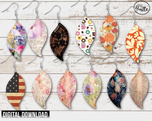 April Dirty Bag Design Bundle- 36 Digital Designs - Upside Down Teardrop Earring - Swirl Earring - ICe Cream Cone Earring - Bitten Popsicle - Image 6