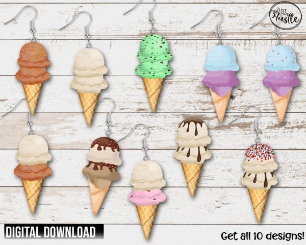 April Dirty Bag Design Bundle- 36 Digital Designs - Upside Down Teardrop Earring - Swirl Earring - ICe Cream Cone Earring - Bitten Popsicle - Image 2