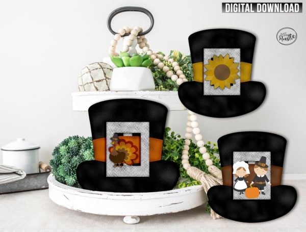 Autumn Pilgrim Hat Sublimation Designs Template- Thanksgiving Pilgrim Hat Png- Fall Sublimation Graphic Digital Download - Image 3