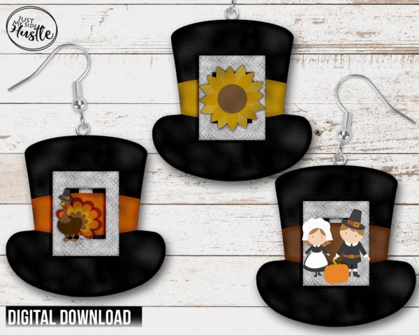 Autumn Pilgrim Hat Sublimation Designs Template- Thanksgiving Pilgrim Hat Png- Fall Sublimation Graphic Digital Download