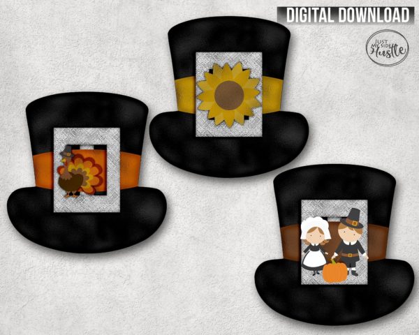 Autumn Pilgrim Hat Sublimation Designs Template- Thanksgiving Pilgrim Hat Png- Fall Sublimation Graphic Digital Download - Image 2