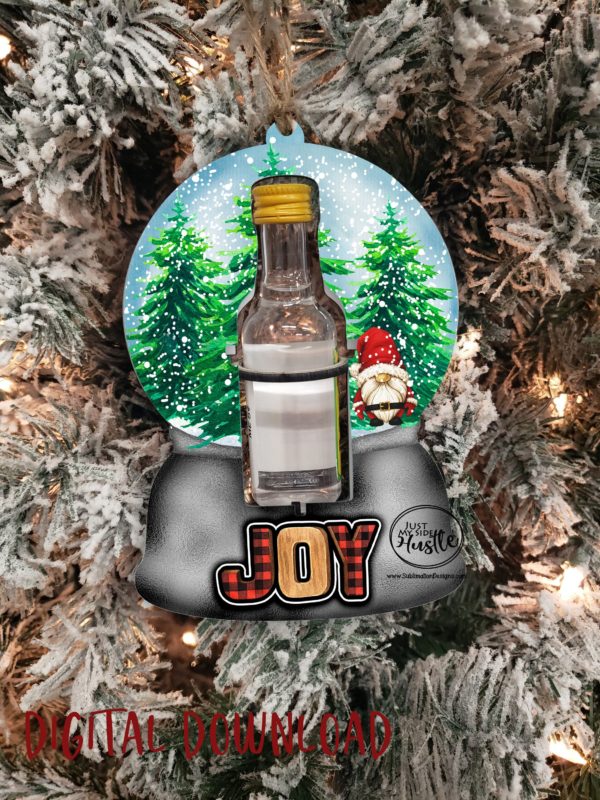 Booze Cut out Santa Gnome Globe Sublimation Designs Png -Winter Snowglobe Jar Png - Holiday Joy Globe liquor Cut Out Ornament - Image 2