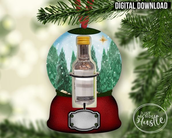 Booze Cut out Globe Sublimation Designs Png -Winter Snowglobe Jar Png - Holiday Globe liquor Cut Out Ornament