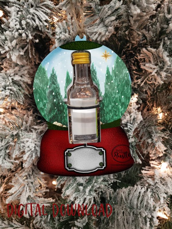 Booze Cut out Globe Sublimation Designs Png -Winter Snowglobe Jar Png - Holiday Globe liquor Cut Out Ornament - Image 2