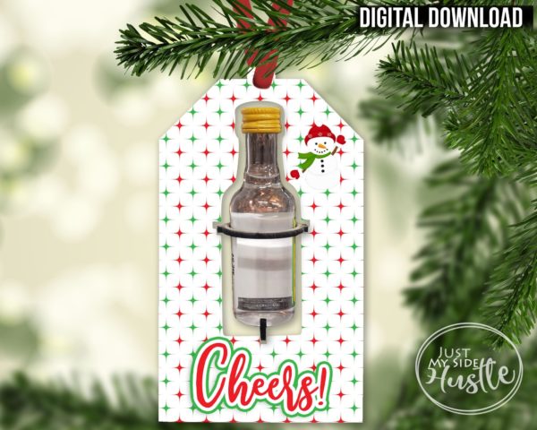 Booze Cut out Cheers Tag Sublimation Designs Png -Christmas Gift Tag Liquor Holder Png - Holiday Tag liquor Cut Out Ornament