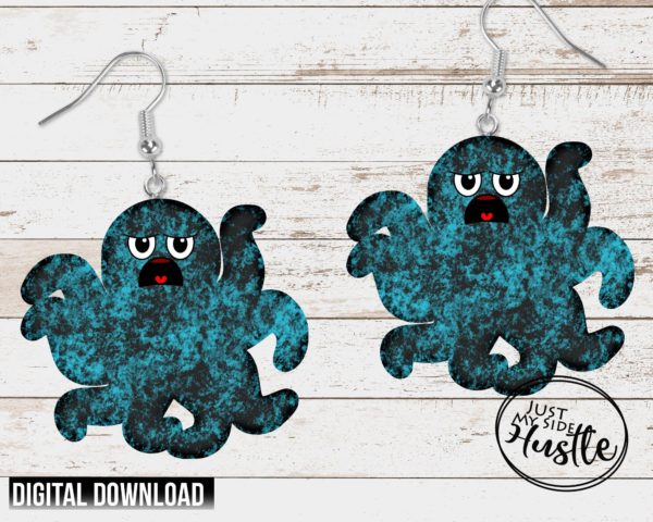 Blue Octopus Png - Gray Sea Critter Sublimation Designs- Beach Graphic Instant Digital Download - Image 2