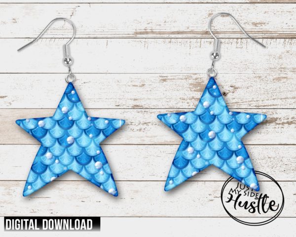 Blue Pearl Star png - Star Sublimation Designs Earring Template Instant Digital Download-